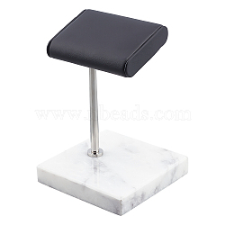 Natural Marble Watch Display Stand Sets, with Alloy and Imitation Leather, White, 10.2x10.2x15.2cm(ODIS-WH0010-31)