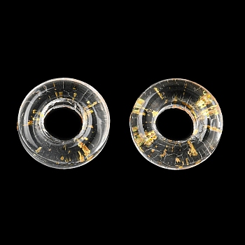 Transparent Glass European Beads, Large Hole Beads, Donut, Gold, 10x3mm, Hole: 3.0~4.3mm