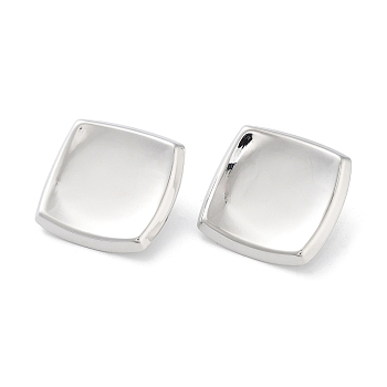 304 Stainless Steel Stud Earring, Square, Stainless Steel Color, 28x28mm