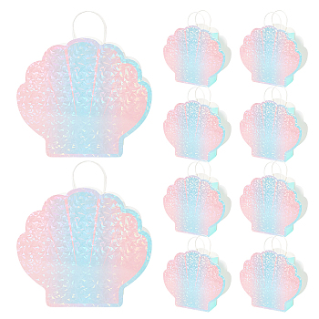 Shell Shaped Kraft Paper Packing Bags, Retail Shopping Bag, Merchandise Bag, Gift, Party Bag, Colorful, 8x14.9x21.1cm