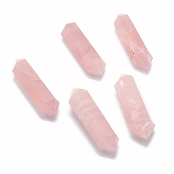 Natural Rose Quartz Beads, Healing Stones, Reiki Energy Balancing Meditation Therapy Wand, No Hole/Undrilled, Double Terminated Point, 54~55x13~16x12~14mm