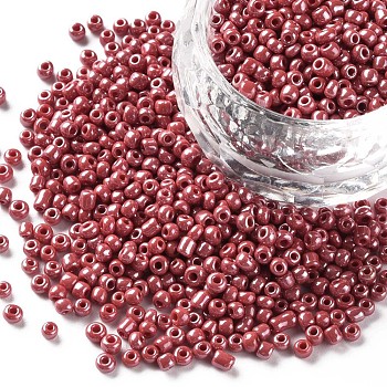 Glass Seed Beads, Opaque Colors Lustered, Round, Red, 2mm, Hole: 1mm, about 6666pcs/100g