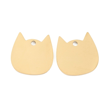 304 Stainless Steel Laser Cut Pendants, Stamping Blank Tag, Cat Head, Golden, 19x19x1.5mm, Hole: 2mm