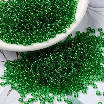 MIYUKI Round Rocailles Beads, Japanese Seed Beads, 8/0, (RR145) Transparent Light Green, 3mm, Hole: 1mm, about 422~455pcs/10g
