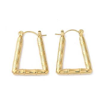 Rack Plating 304 Stainless Hoop Earrings for Women, Trapezoid, Real 18K Gold Plated, 26.5x20.5x3mm
