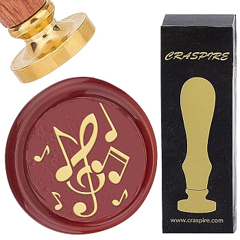 Brass Wax Seal Stamps with Rosewood Handle, for DIY Scrapbooking, Musical Note, 25mm