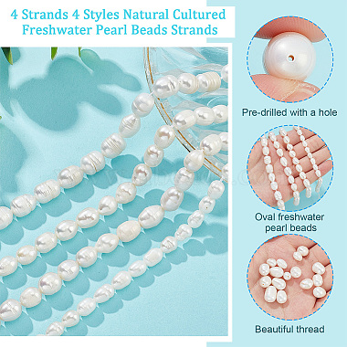 4 Strands 4 Styles Natural Cultured Freshwater Pearl Beads Strands(PEAR-NB0001-87)-4