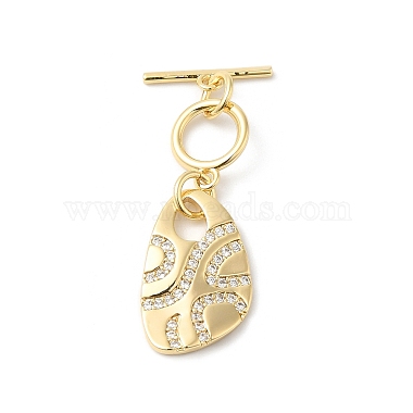 Brass Micro Pave Clear Cubic Zirconia Toggle Clasps(KK-P234-63G)-4
