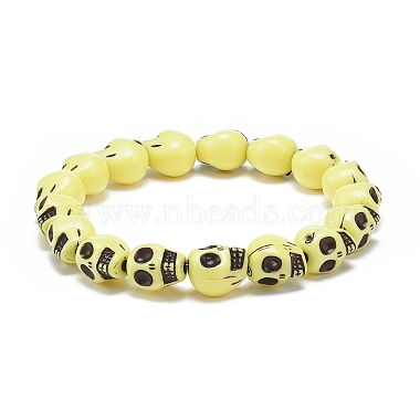 9pcs 9 bracelets extensibles en perles de crâne en plastique de couleur pour enfants(BJEW-JB08901)-4