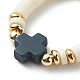 Polymer Clay Heishi & Synthetic Hematite & Synthetic Coral Cross Beaded Stretch Finger Ring for Women(RJEW-JR00526)-6