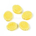 Handmade Porcelain Ceramic Beads, Bright Glazed Porcelain, Fish, Yellow, 17x14x5.5mm, Hole: 2mm(PORC-T133-24H)