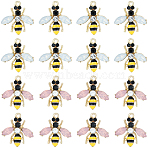 32Pcs 2 Colors Alloy Enamel Pendants, Bees, with Glass, Golden, Mixed Color, 23.5x22.5x5mm, Hole: 1.6mm, 16pcs/color(FIND-SC0021-79)