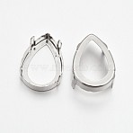 Flat Teardrop Brass Sew on Prong Settings, Claw Settings for Pointed Back Rhinestone, Open Back Settings, Platinum, 18x13x0.4mm, Fit for 13x18mm cabochons(X-KK-N0084-A02-13x18)