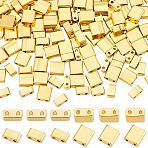 200Pcs 2 Styles Electroplate Glass Seed Beads, 2-Hole, Rectangle, Golden Plated, 4.5~5.5x2~5.5x2~2.5mm, Hole: 0.5~0.8mm, 100pcs/style (SEED-BBC0001-01)