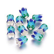 Silver Plated Alloy Enamel Beads, Chinese Cabbage, Colorful, 10.5x8.5mm, Hole: 2.5mm(ENAM-L021-01S)