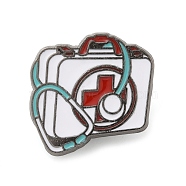 Medical Theme Enamel Pins, Gunmetal Alloy Badge for Women, Box, 20x20x1.4mm(JEWB-K018-01H-B)