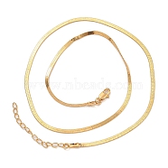 Brass Flat Snake Chain Necklaces for Women, Real 18K Gold Plated, 17.80~17.91 inch(45.2~45.5cm)(NJEW-U011-06G)