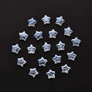 20Pcs Transparent Spray Painted Glass Beads, AB Color Plated, Star, Light Blue, 8x8.5x4mm, Hole: 1mm(GLAA-YW0001-14)