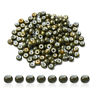 6/0 Opaque Glass Seed Beads, Round Hole, Rondelle, Coffee, 4~4.5x3~4mm, Hole: 0.8~1.5mm, 10g/box(SEED-YW0002-13D)