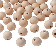 Natural Unfinished Wood Beads, Round Wooden Loose Beads Spacer Beads for Craft Making, Macrame Beads, Large Hole Beads, Lead Free, Moccasin, 20mm, Hole: 4~5mm(WOOD-S651-20mm-LF)