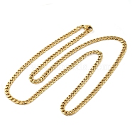 Ion Plating(IP) 304 Stainless Steel Cuban Link Chain Necklace for Men Women, Golden, 19.69 inch(50cm)(NJEW-C013-02G)