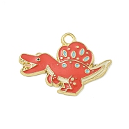 Alloy Enamel Pendants, Golden, Dinosaur, 18.5x25.5x2mm, Hole: 2mm(ENAM-I060-10A)