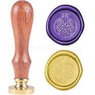 Wax Seal Stamp Set, Sealing Wax Stamp Solid Brass Head,  Wood Handle Retro Brass Stamp Kit Removable, for Envelopes Invitations, Gift Card, Flower Pattern, 83x22mm(AJEW-WH0208-650)