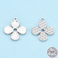 925 Sterling Silver Charms, Flower, Silver, 14x12x1.5mm, Hole: 1mm(STER-T006-08)