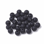 Opaque Acrylic Beads, Frosted, Round, Black, 8mm, Hole: 2mm, about 1840pcs/500g(MACR-Q169-113)