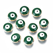 Alloy Enamel Beads, Evil Eye, Dark Green, 10x5mm, Hole: 1mm(ENAM-WH0047-14B-10mm)