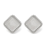 304 Stainless Steel Square Stud Earrings, Silver, 16x16mm(EJEW-D281-07S)