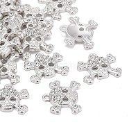 Alloy Rhinestone Pendants, Cadmium Free & Lead Free, Halloween, Skull, Platinum Color, about 19mm wide, 18mm long, hole: 2mm(RSB211-7)