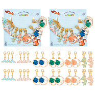 Ocean Theme Mermaid/Shell Pendant Stitch Markers, Alloy Enamel & Acrylic Pearl Crochet Lobster Clasp Charms, Locking Stitch Marker with Wine Glass Charm Ring, Mixed Color, 2.8~4cm, 16pcs/set(HJEW-AB00417)
