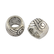 Tibetan Style Zinc Alloy Beads, Large Hole Rondelle Beads, Lead Free & Cadmium Free, Antique Silver, 10x7.3mm, Hole: 6.2mm(X-TIBEB-R063-014AS-RS)