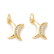 Rack Plating Eco-friendly Brass Micro Pave Clear Cubic Zirconia Charms, Long-Lasting Plated, Real 18K Gold Plated, Cadmium Free & Nickel Free & Lead Free, Letter.X, 11.5x10.5x2.5mm, Hole: 3.5mm(KK-D072-01G-X-NR)