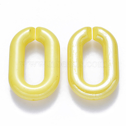 Opaque Acrylic Linking Rings, Quick Link Connectors, for Cable Chains Making, Pearlized, Oval, Yellow, 31x19.5x5.5mm, Inner Diameter: 19.5x7.5mm(OACR-S036-006A-H09)