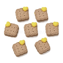 Resin Decoden Cabochons, DIY Accessories, Phone Case Decoration, Imitation Food, Square Biscuits with Heart, Camel, 19x19x9.5mm(CRES-M008-02B)
