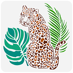 PET Hollow Out Drawing Painting Stencils, for DIY Scrapbook, Photo Album, Leopard Pattern, 30x30cm(DIY-WH0391-0247)