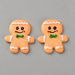 Opaque Resin Cabochons, Imitation Cookie, Gingerbread Man, Sandy Brown, 32x27x3.5mm(RESI-WH0026-140A)