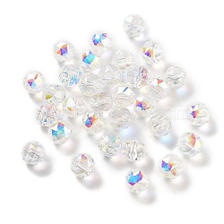 Electroplate Round Glass Beads, AB Color Plated, Faceted, Clear AB, 8mm, Hole: 1.4mm(EGLA-A043-01-AB02)