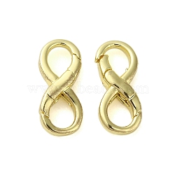 Brass Spring Gate Rings, Infinity, Golden, 14.5x6x3mm(KK-B089-07G)