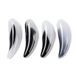 Transparent Spray Painted Glass Pendants, Crescent, Black, 42~44x12.5~13.5x7~7.5mm, Hole: 1.6mm(GLAA-S202-02D)