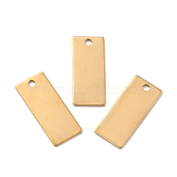 Ion Plating(IP) 201 Stainless Steel Pendant, Rectangle, Real 18K Gold Plated, 28x12x0.5mm, Hole: 2.5mm(STAS-Z038-01G-B)