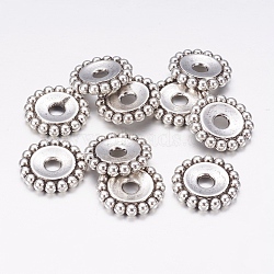 Tibetan Style Alloy Beads, Flower, Antique Silver, Lead Free and Cadmium Free, 17.5x3mm, Hole: 4mm(X-LF10788Y)