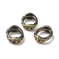 Tibetan Style Rack Plating Brass Large Hole Bead, Long-Lasting Plated, Eye, Antique Bronze, 10.5x13.5x5mm, Hole: 8.5mm(KK-Q805-05AB)