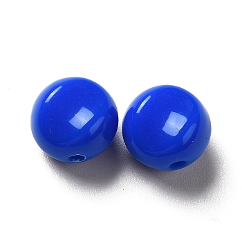 Opaque Acrylic Beads, Flat Round, Blue, 9.5~10x12mm, Hole: 1.8mm, about 1110pcs/500g