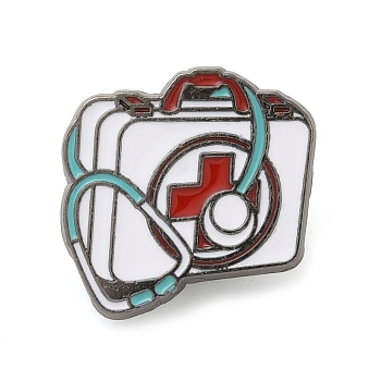 Medical Theme Enamel Pins, Gunmetal Alloy Badge for Women, Box, 20x20x1.4mm