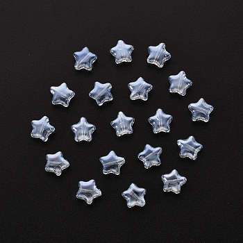20Pcs Transparent Spray Painted Glass Beads, AB Color Plated, Star, Light Blue, 8x8.5x4mm, Hole: 1mm