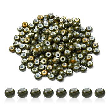 6/0 Opaque Glass Seed Beads, Round Hole, Rondelle, Coffee, 4~4.5x3~4mm, Hole: 0.8~1.5mm, 10g/box