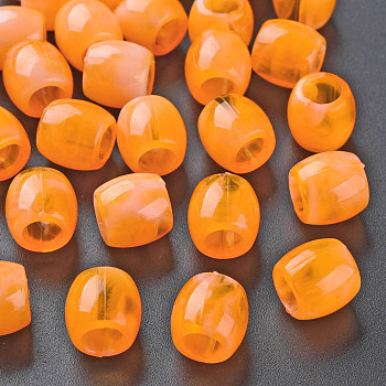 Acrylic European Beads, Imitation Gemstone, Large Hole Beads, Barrel, Dark Orange, 11.5x11mm, Hole: 6mm, about 770pcs/500g
